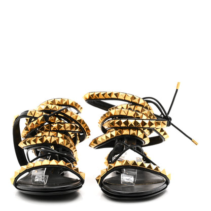 Calfskin Rockstud No Limit Gladiator Flat Sandals 37 Black