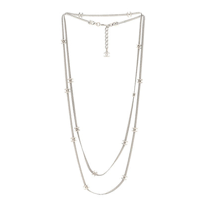 Metal CC Long Chain Necklace Silver