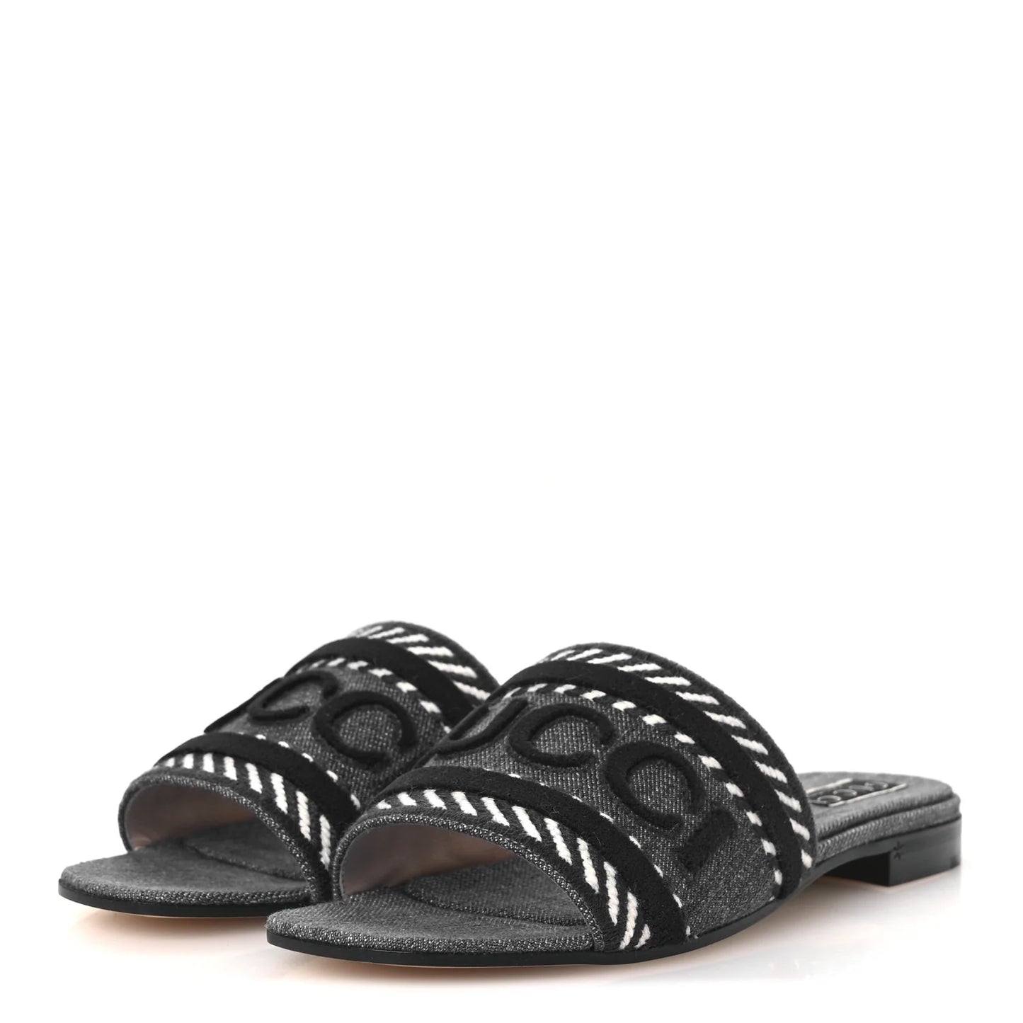 Gucci Plain Spain Denim Logo Slide Sandals 37 Light Blue