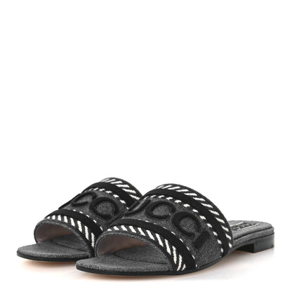 Gucci Plain Spain Denim Logo Slide Sandals 37 Light Blue