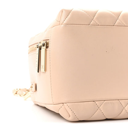 Lambskin Quilted Medium Trendy CC Bowling Bag Beige