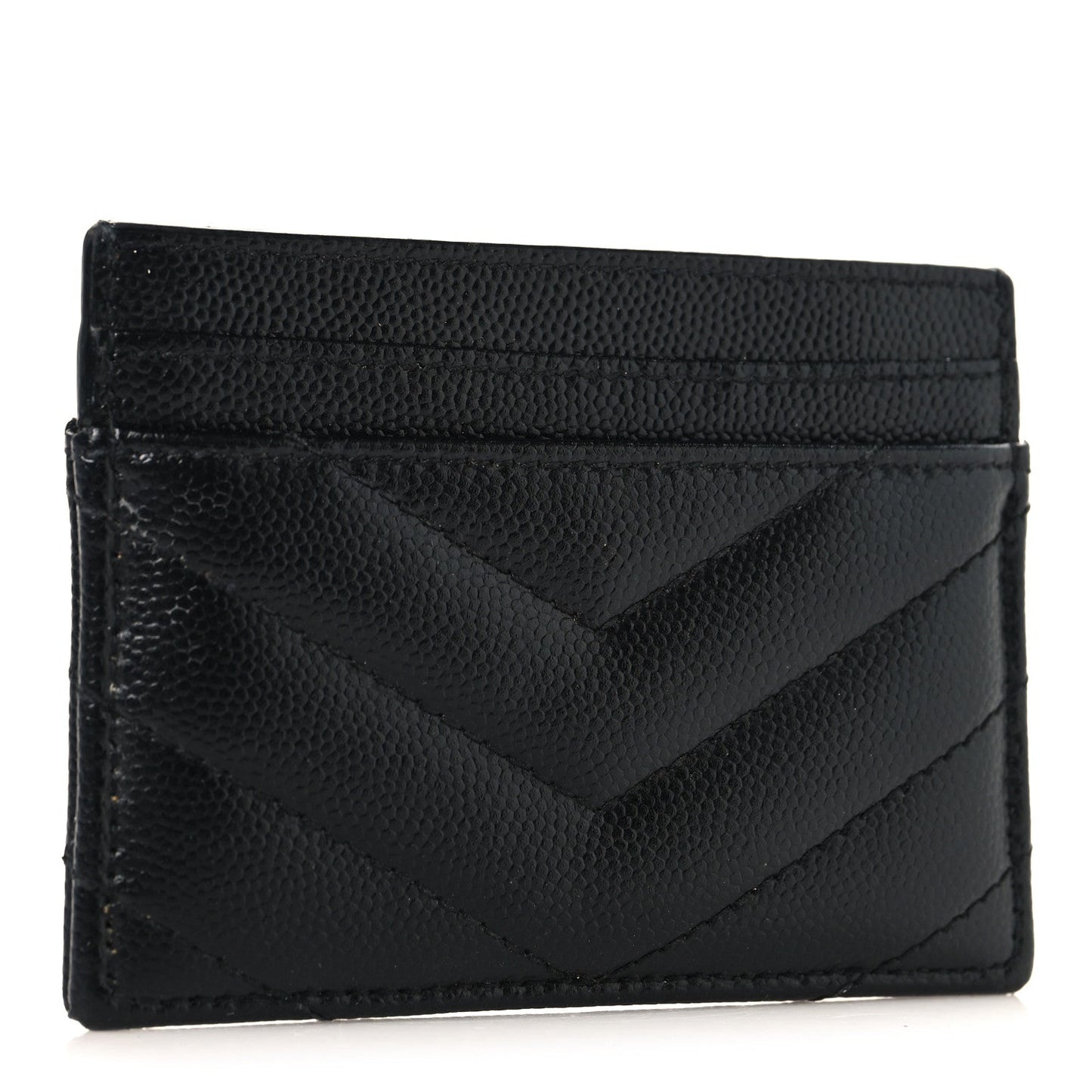 Grain De Poudre Matelasse Chevron Monogram Credit Card Case Black