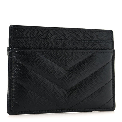 Grain De Poudre Matelasse Chevron Monogram Credit Card Case Black