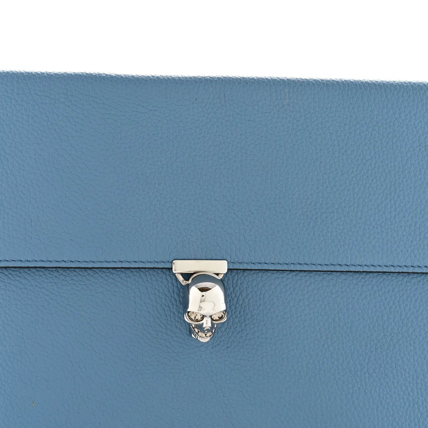 Alexander McQueen Calfskin Skull Envelope Clutch Blue