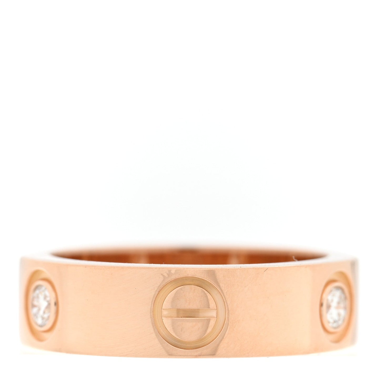 18K Pink Gold 3 Diamond 5.5mm LOVE Ring 51 5.75
