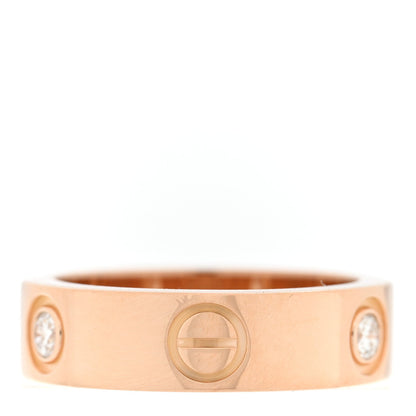18K Pink Gold 3 Diamond 5.5mm LOVE Ring 51 5.75