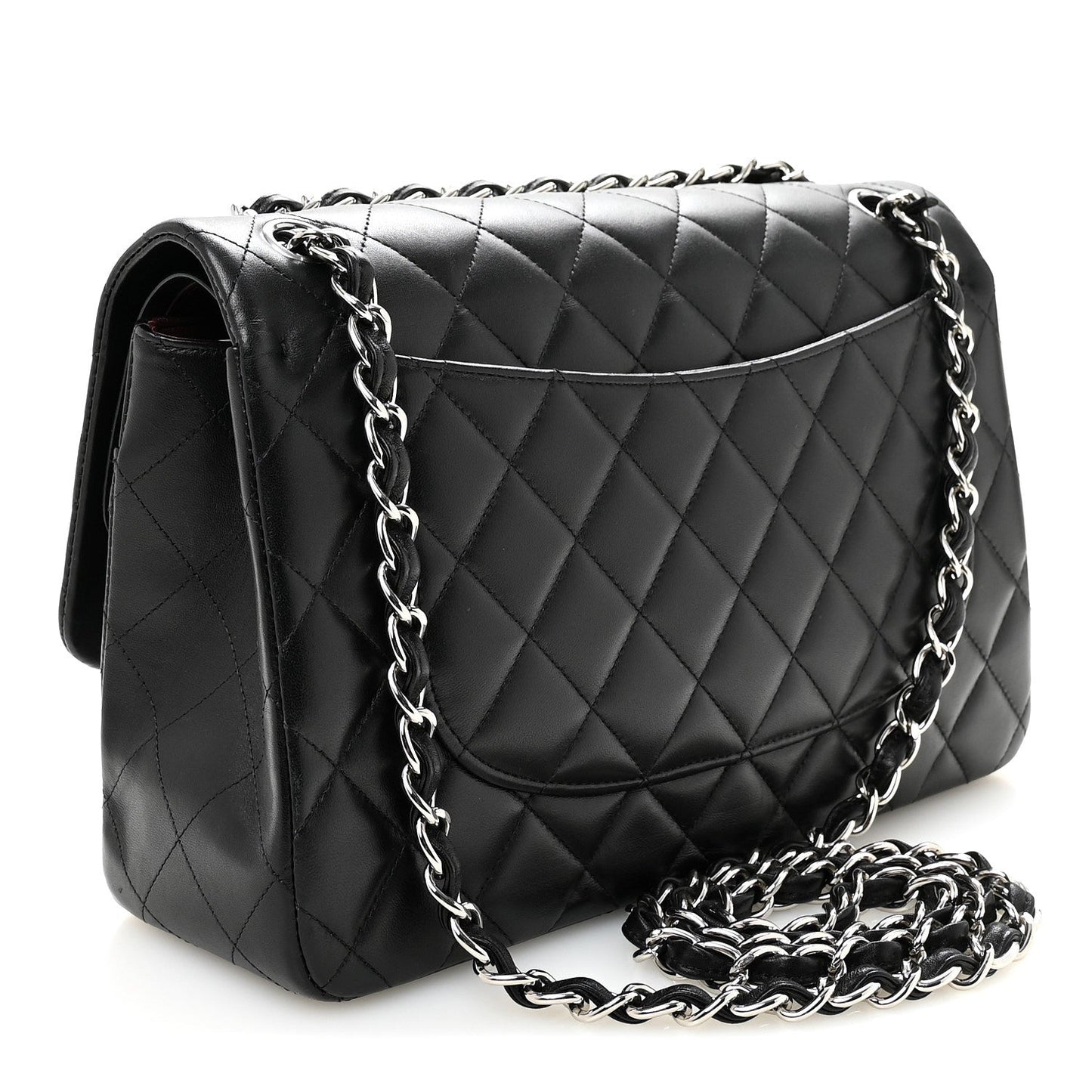 Lambskin Quilted Jumbo Double Flap Black