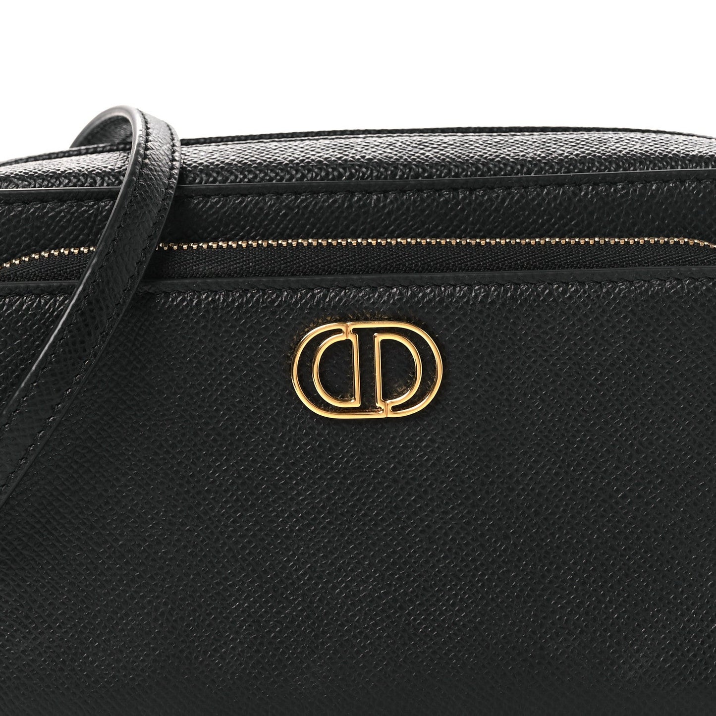 Grained Calfskin Caro Double Pouch Black