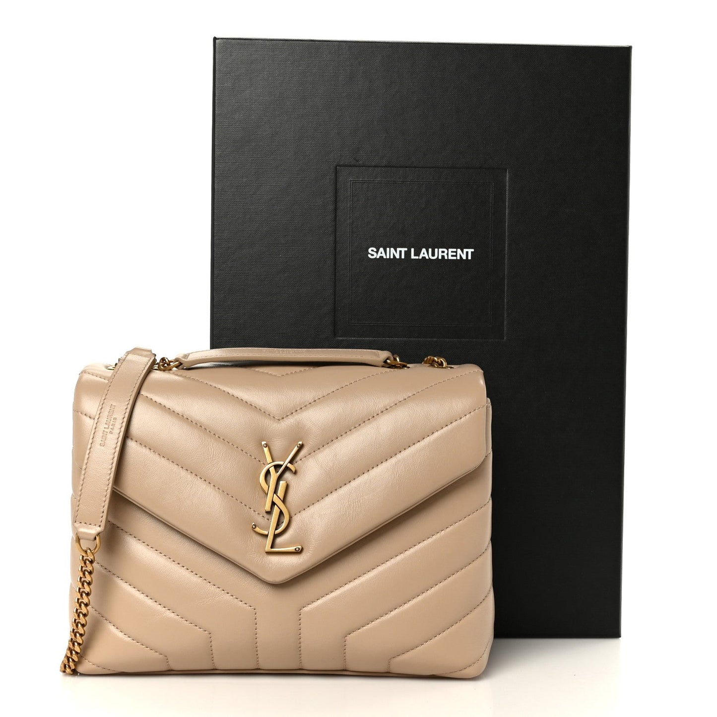 Calfskin Y Quilted Monogram Small Loulou Chain Satchel Dark Beige
