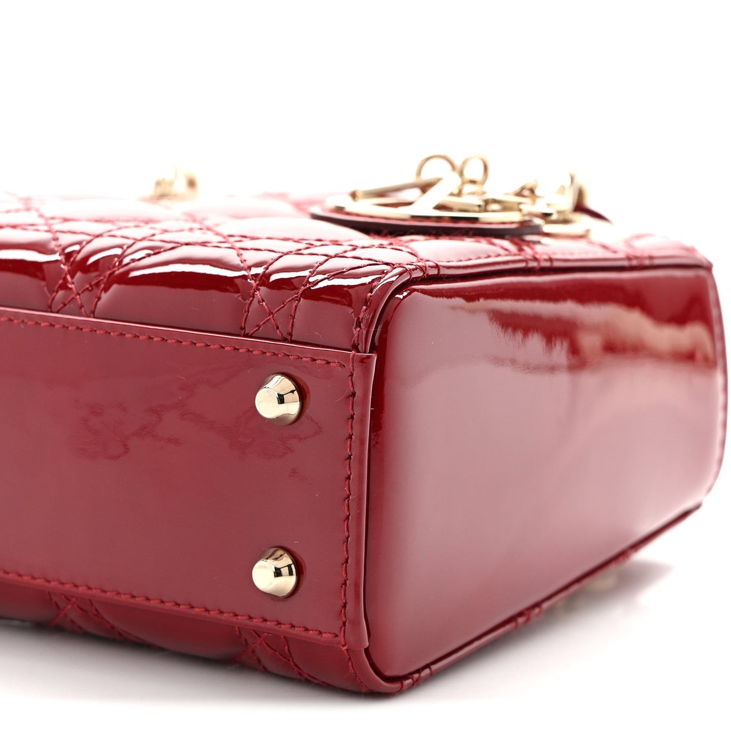 Patent Cannage Mini Lady Dior Red