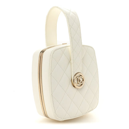 Lambskin Minaudiere Vanity With Handle White
