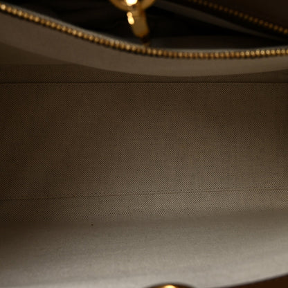 GG Supreme Monogram Azalea Calfskin Small Retro Interlocking G Tote Bag Beige Ebony Brown Sugar