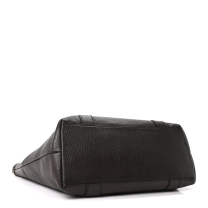 Calfskin Bamboo Top Handle Tote Dark Brown