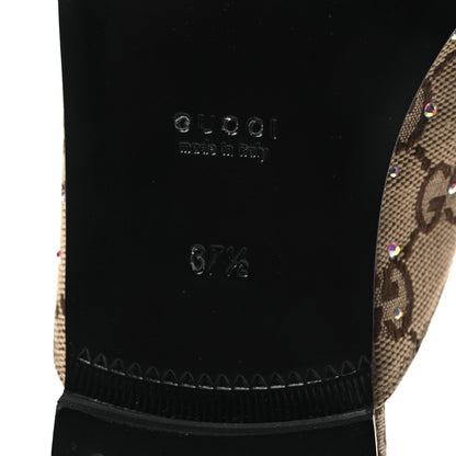 Crystal Canvas GG Monogram Nappa Womens Princetown Slippers 37.5 Beige Ebony New Acero