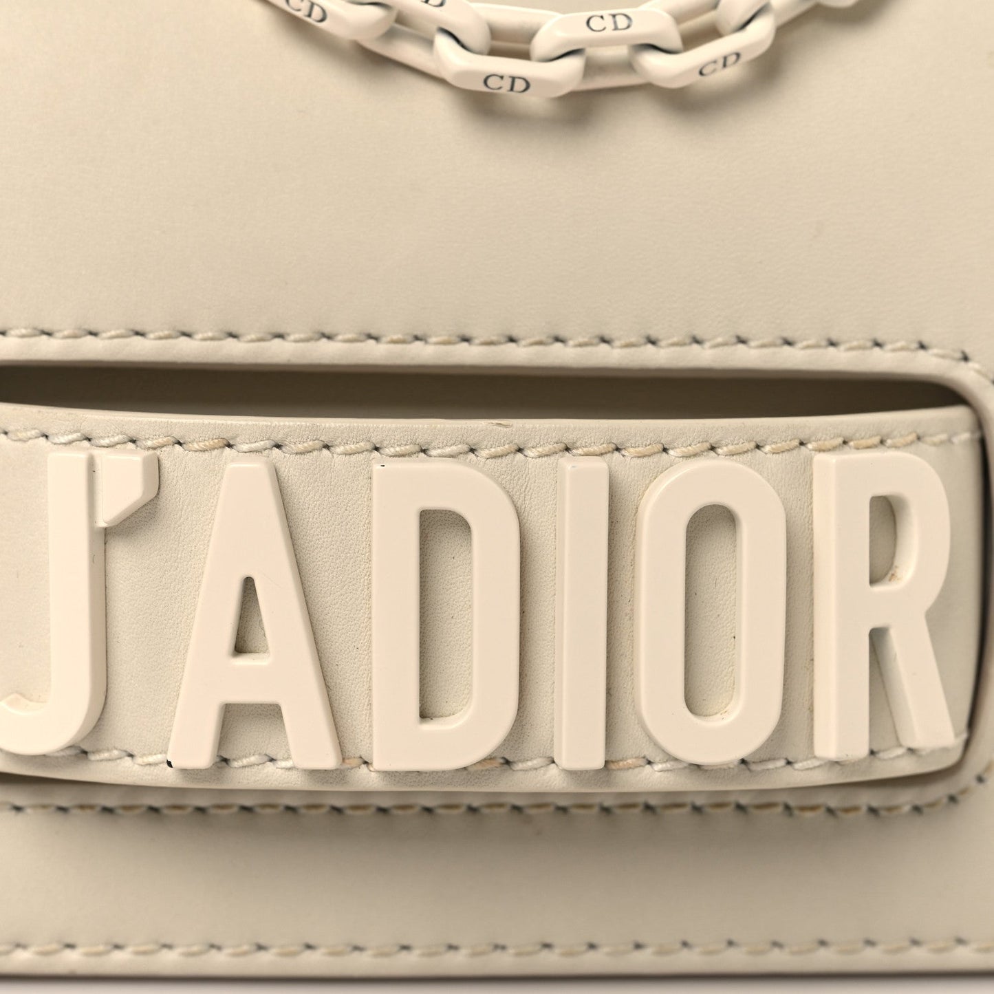 Ultra Matte Calfskin Mini J'Adior Chain Flap Bag White