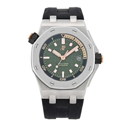 Audemars Piguet Stainless Steel Rubber 42mm Royal Oak Offshore Diver Automatic Watch Green 15720ST.OO.A052CA.01