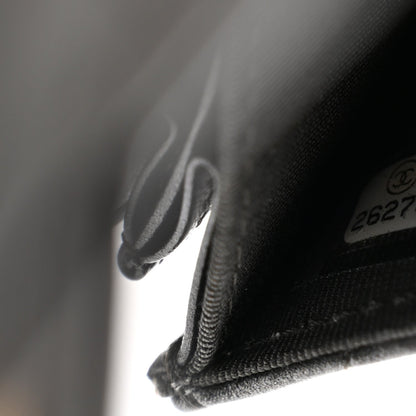 Metallic Calfskin Quilted Reissue Card Holder Wallet Charcoal