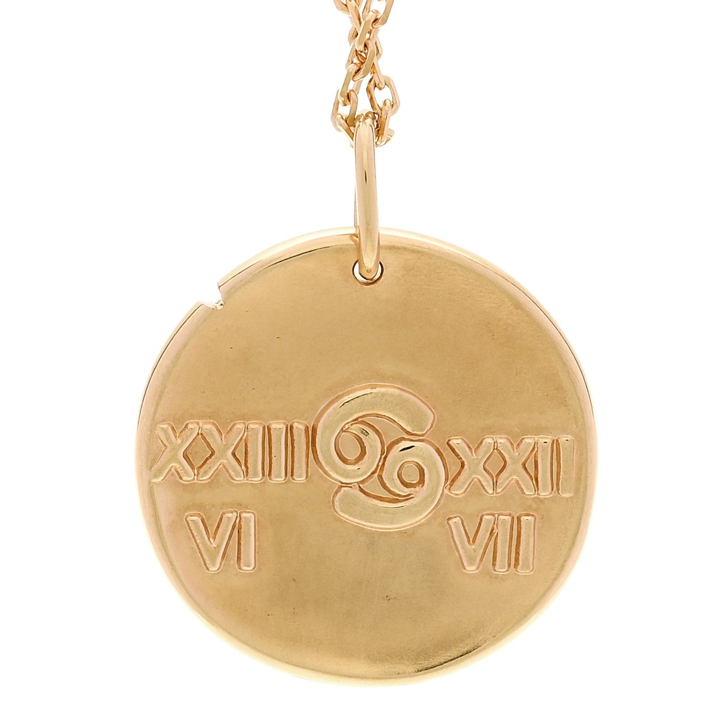 18K Yellow Gold Zodiac Cancer Pendant Necklace