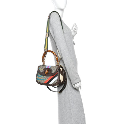 GG Supreme Monogram Studded Calfskin 100 Centennial Geometric Medium Bamboo 1947 Top Handle Bag Beige Ebony Multicolor