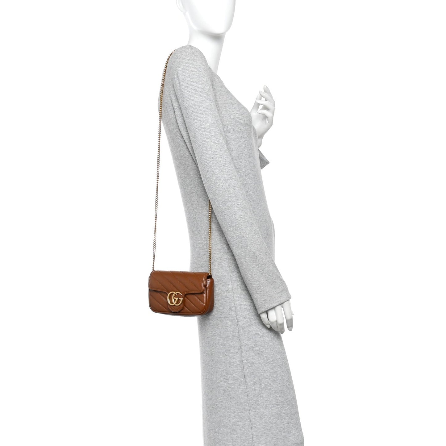 Azalea Calfskin Matelasse Diagonal Super Mini GG Marmont Shoulder Bag Cuir
