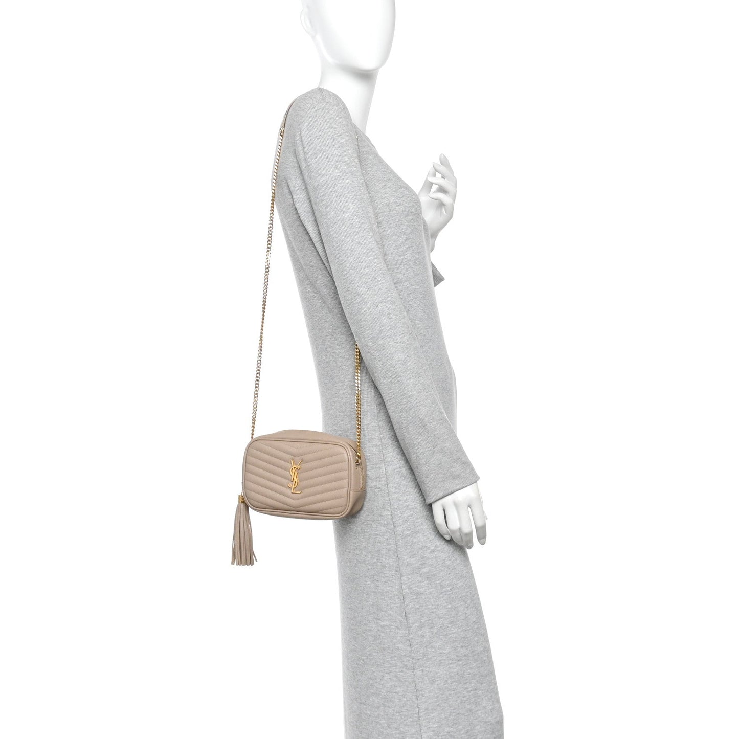 Grain De Poudre Matelasse Monogram Mini Lou Camera Bag Dark Beige