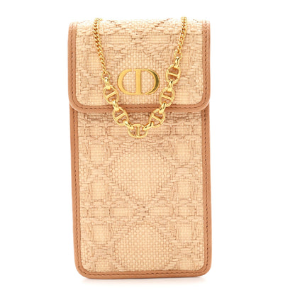 Raffia Cannage Phone Pouch Holder Natural
