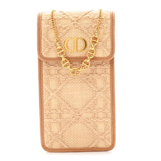 Raffia Cannage Phone Pouch Holder Natural
