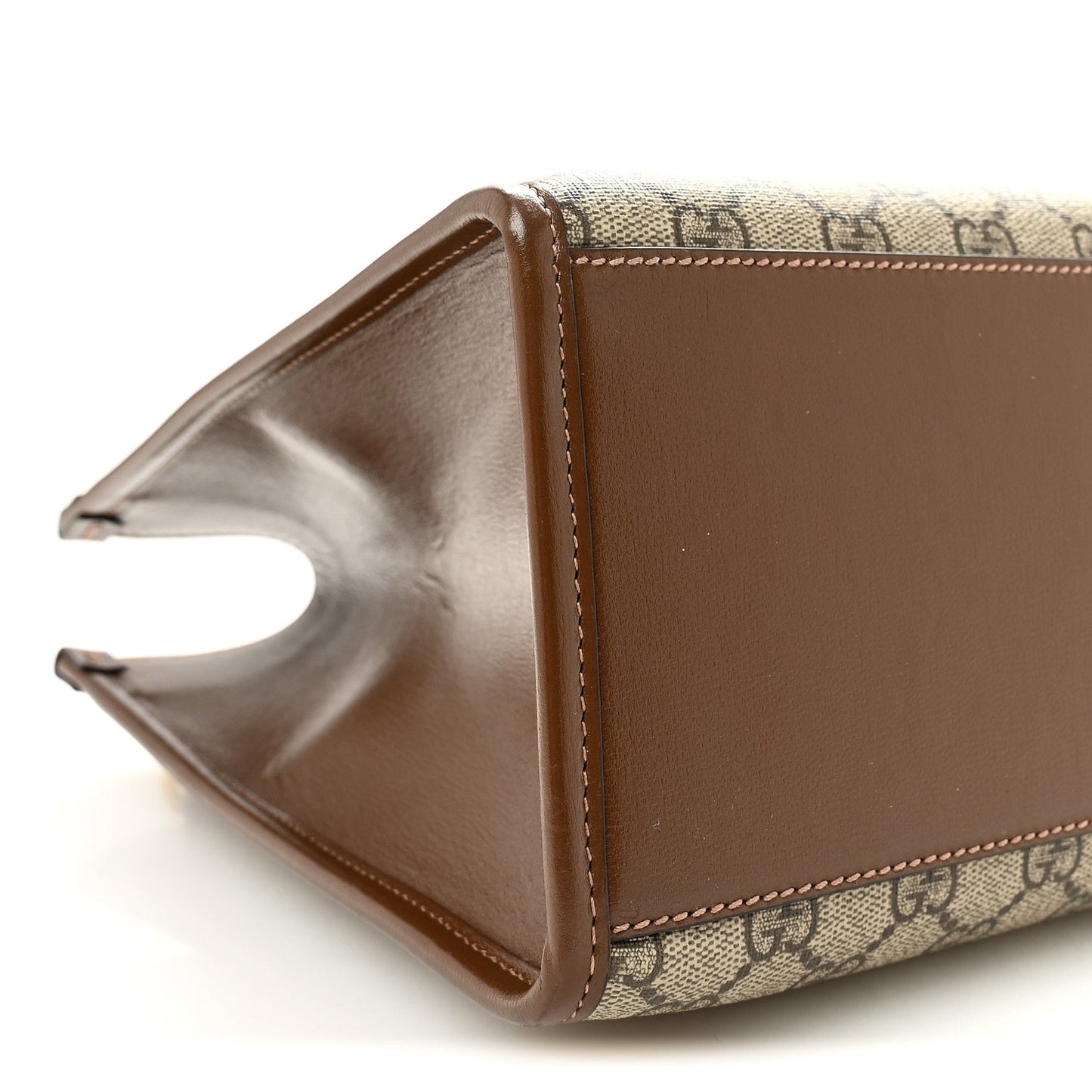 GG Supreme Monogram Azalea Calfskin Small Retro Interlocking G Tote Bag Beige Ebony Brown Sugar