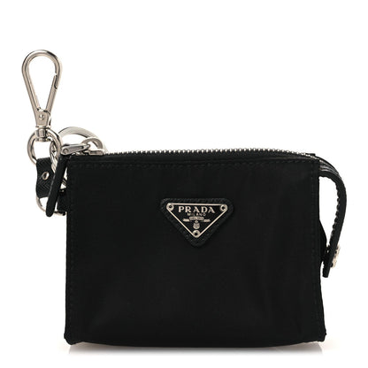 Tessuto Nylon Triangle Mini Key Chain Pouch Black