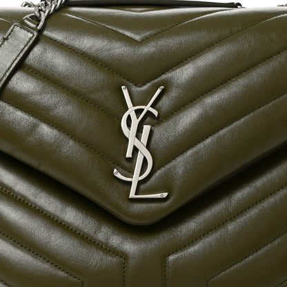 Calfskin Y Quilted Monogram Medium Loulou Chain Satchel Military Olive