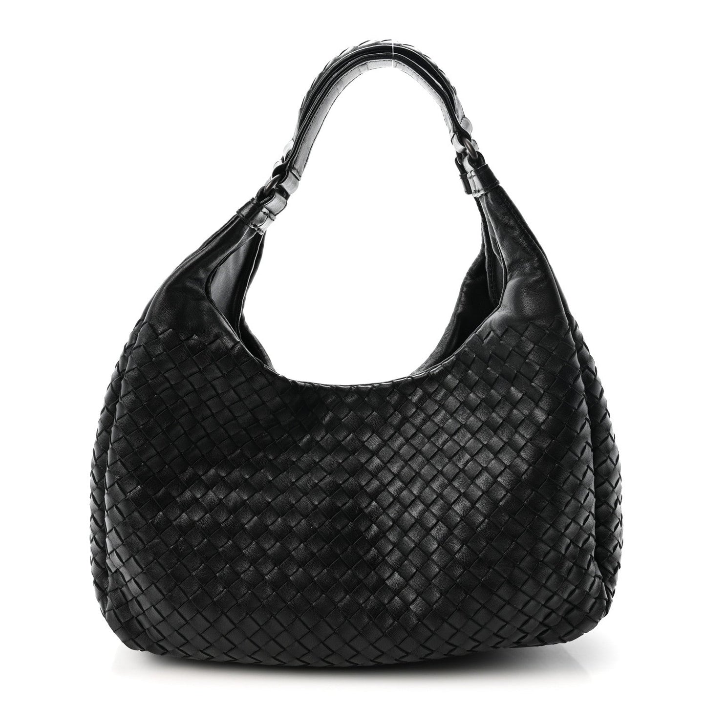 Nappa Intrecciato Medium Campana Shoulder Bag Black