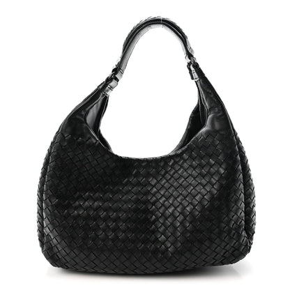 Nappa Intrecciato Medium Campana Shoulder Bag Black