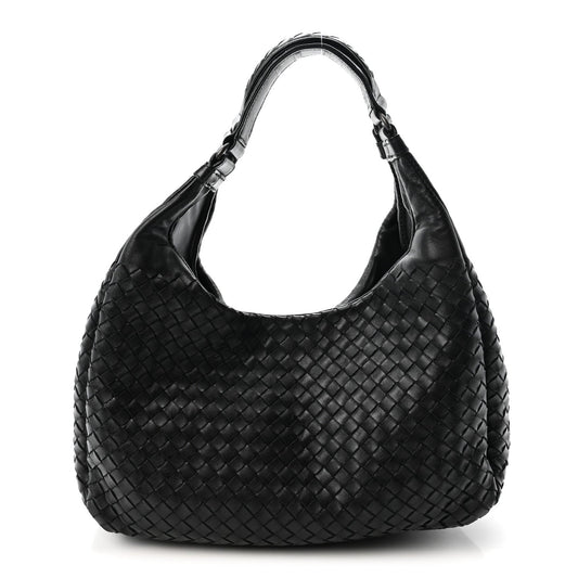 Nappa Intrecciato Medium Campana Shoulder Bag Black