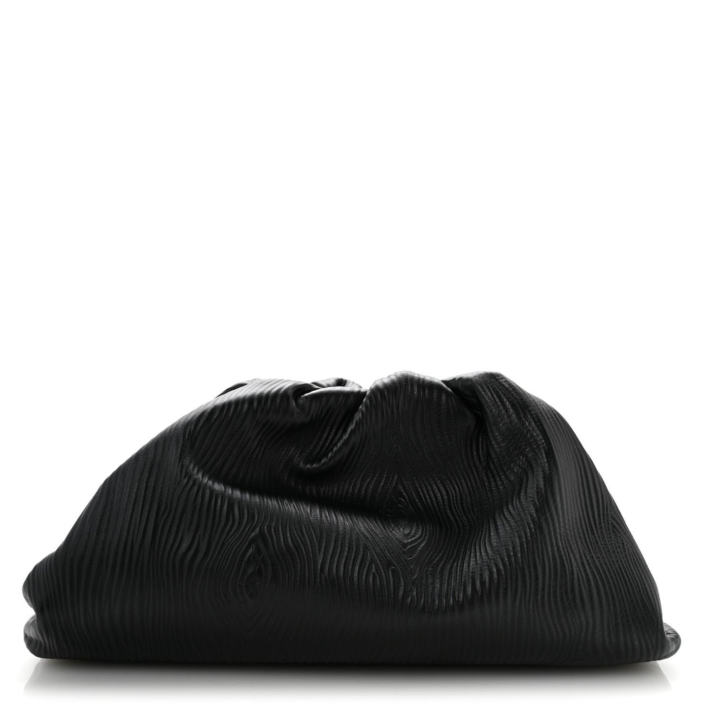 Bark Calfskin Embossed The Pouch Oversized Clutch Black