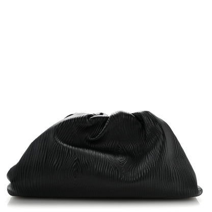 Bark Calfskin Embossed The Pouch Oversized Clutch Black