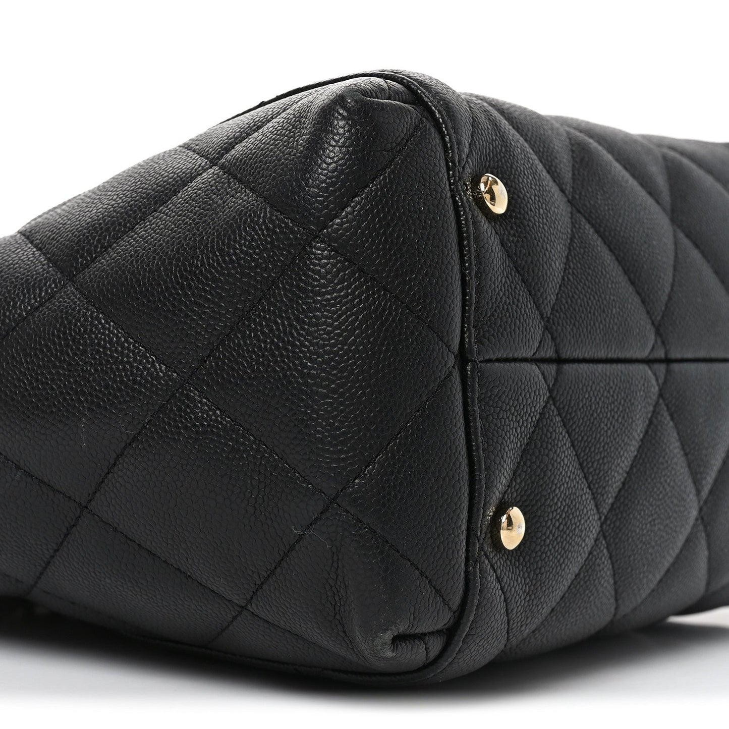Caviar Quilted Small Shopping Tote Black