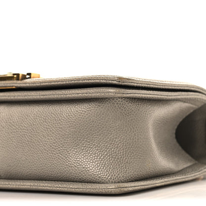 Caviar Quilted Medium Boy Flap Grey