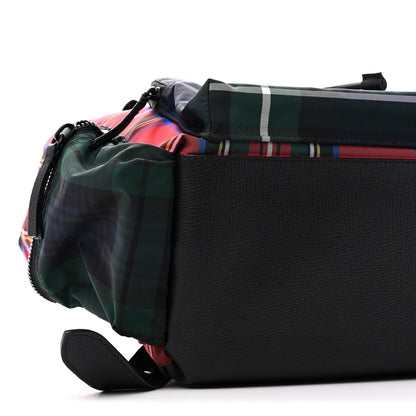 Laminated Tartan Patchwork Medium Rucksack Backpack Military Red