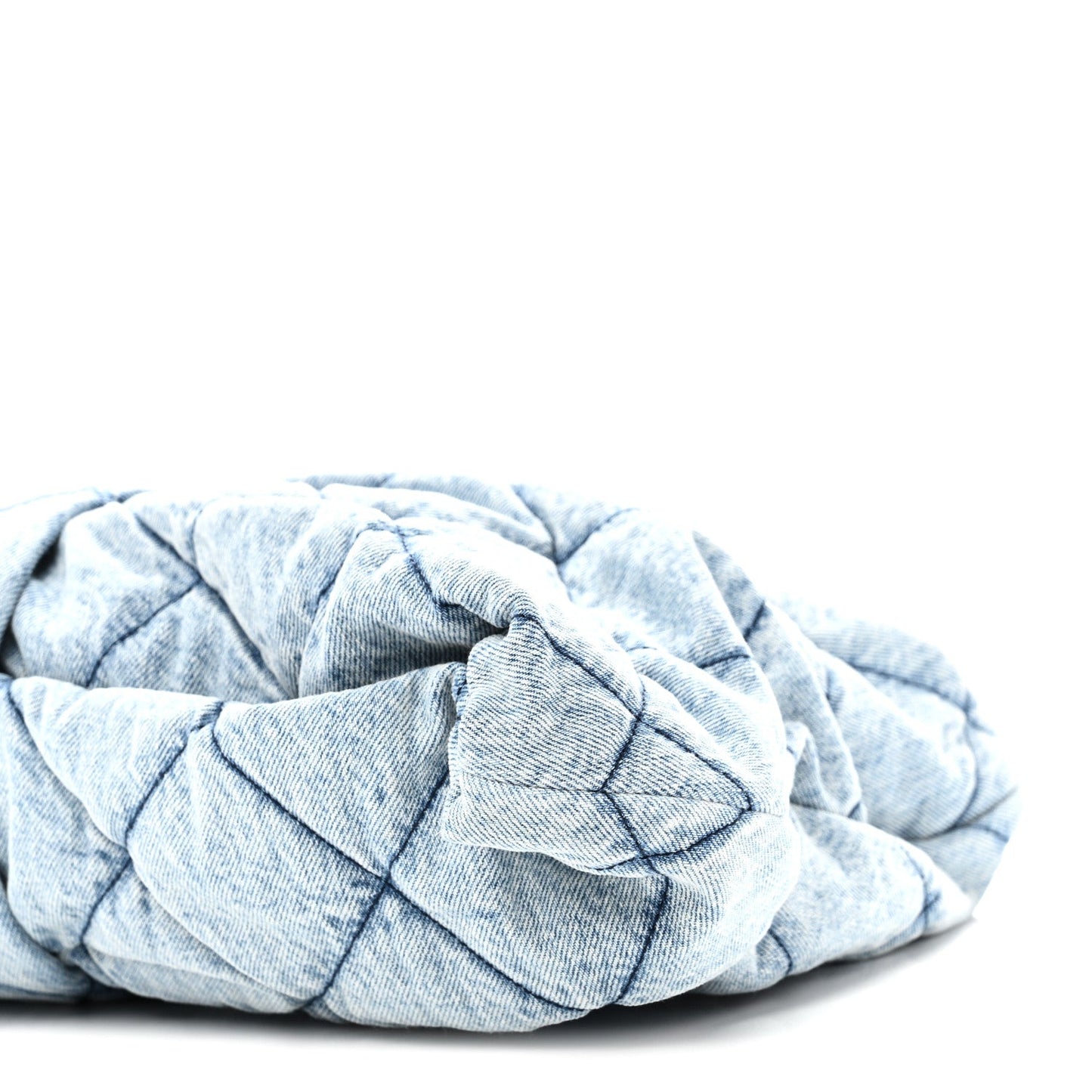 Washed Denim Quilted Maxi Bow Bag Blue