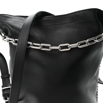Lambskin Attica Chain Dry Sack Bucket Bag Black