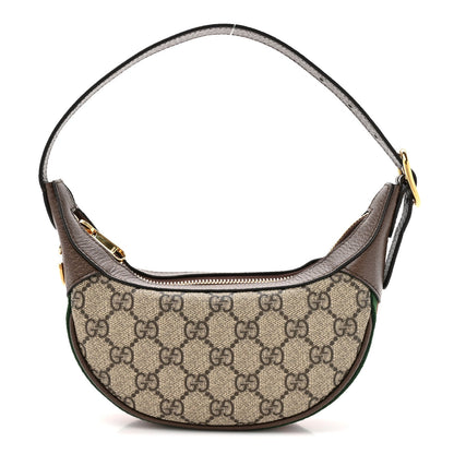 GG Supreme Monogram Textured Dollar Calfskin Web Mini Ophidia Bag Beige Ebony New Acero