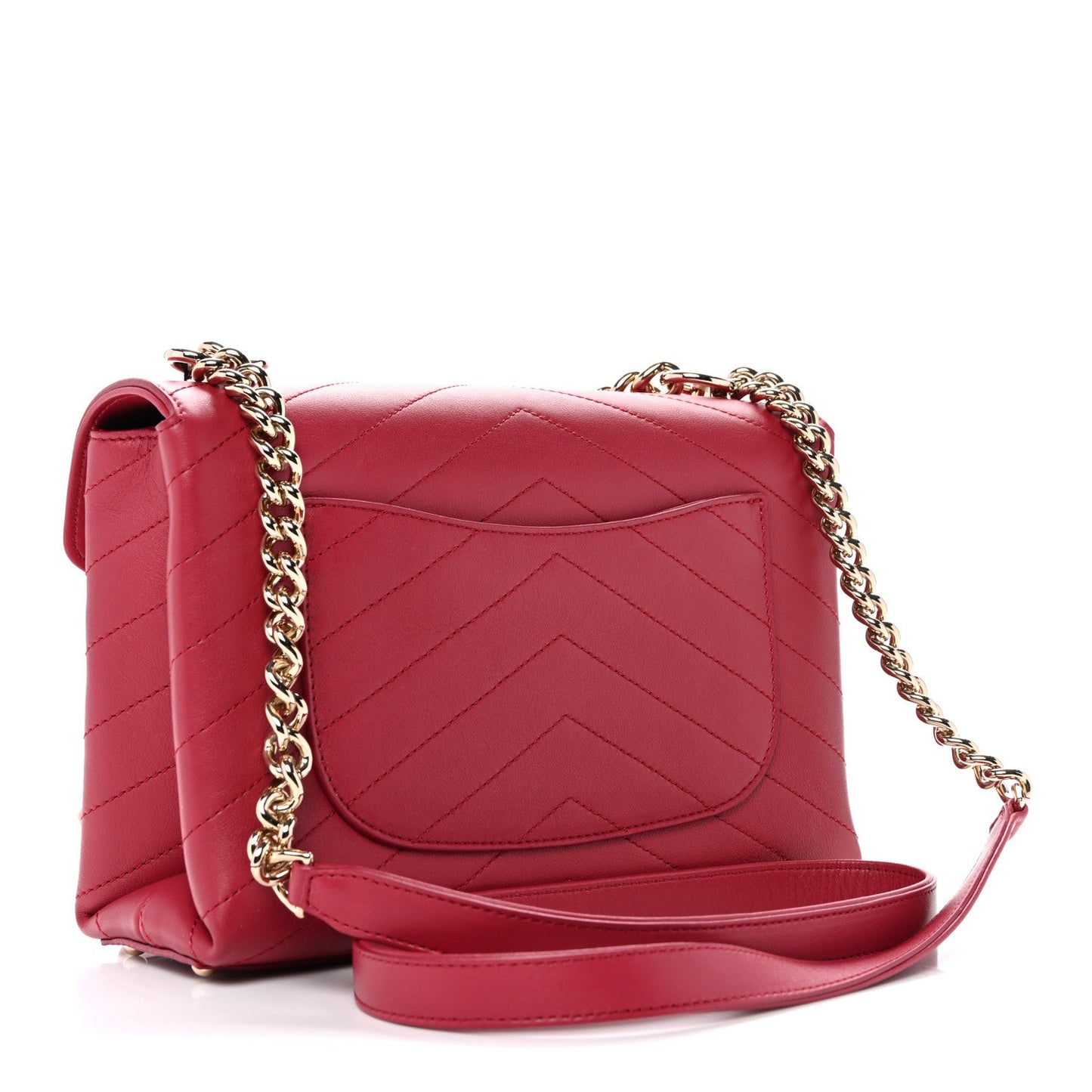 Calfskin Chevron Stitched Small Coco Flap Bag Pink