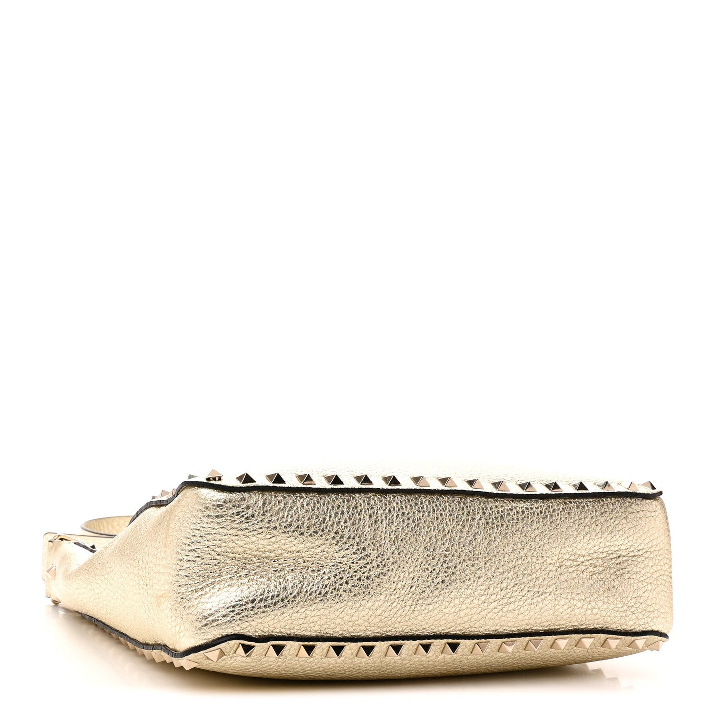 Metallic Pebbled Calfskin Small Rockstud Flip-Lock Messenger Bag Platino