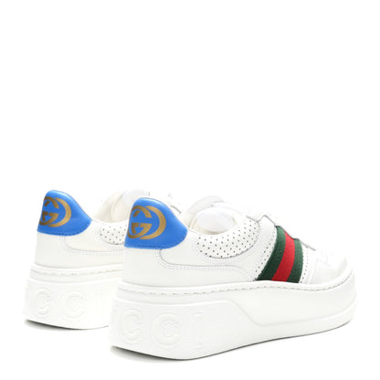 Calfskin Web Perforated Womens Platform 55mm Sneakers 36 White Bright Splash