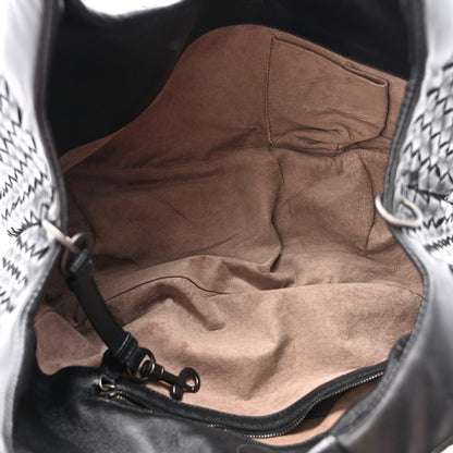 Nappa Intrecciato Medium Campana Shoulder Bag Black