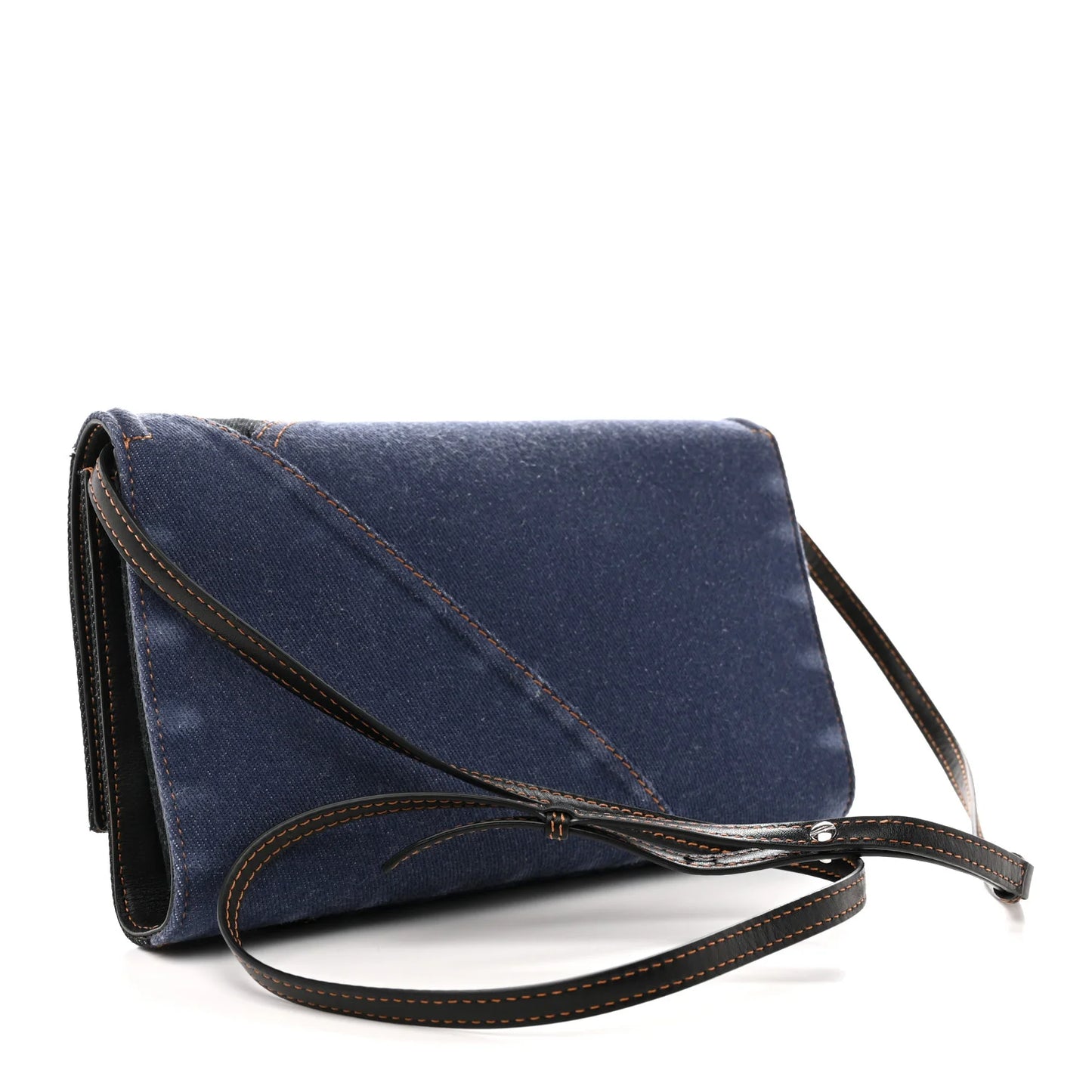 Alexander McQueen Denim Calfskin The Story Shoulder Bag Blue