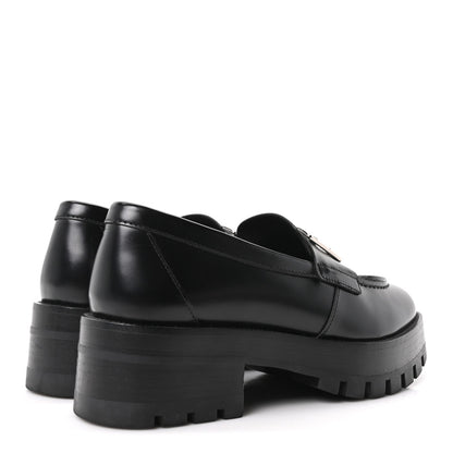 Calfskin Metal CC Loafers 36.5 Black