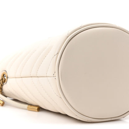 Calfskin Matelasse Mini GG Marmont 2.0 Bucket Bag White