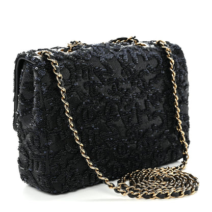 Sequin Quilted Small Single Flap Black