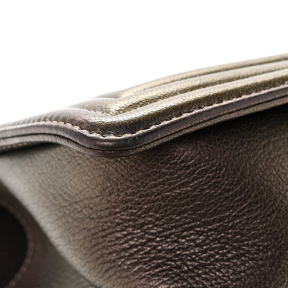 Iridescent Goatskin Quilted Medium Boy Flap Dark Gold